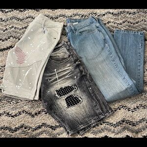 Men’s Distressed Black and Light Blue Jeans - Mixed Styles